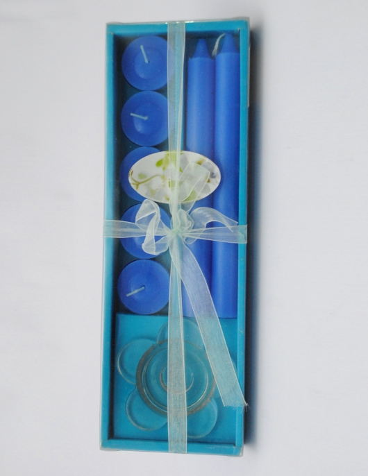 Blue Fancy Scent Candles Set 8pcs