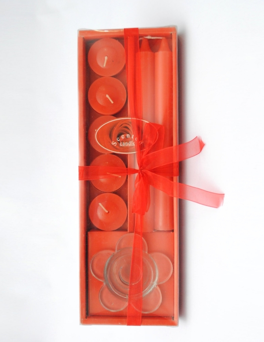 Red Fancy Scent Candles Set 8pcs