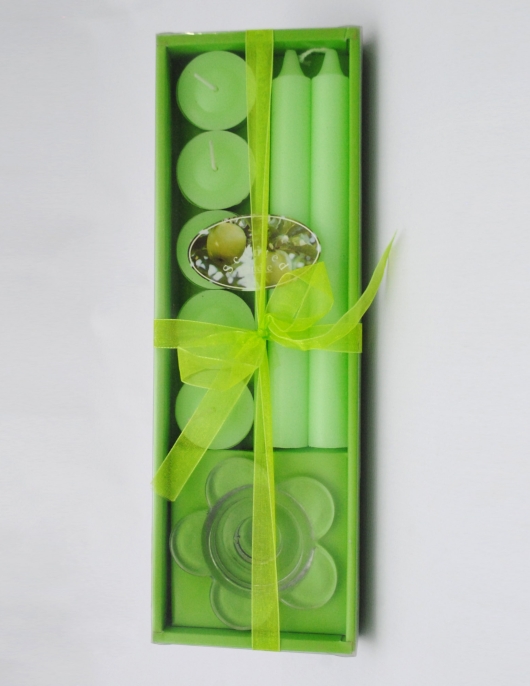 Green Fancy Scent Candles Set 8pcs