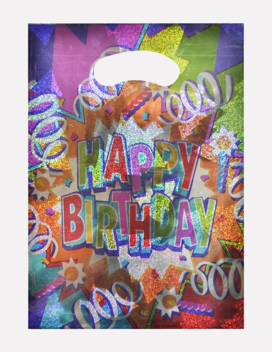 Happy Birthday Printed Metallic Gift Bags 10pcs