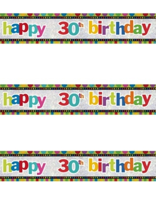 Happy 30th Birthday Dots and Stripes Foil Banner 2.7meter