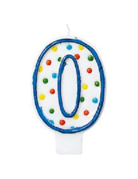 Polka Dots Numeral #0 Birthday Candle