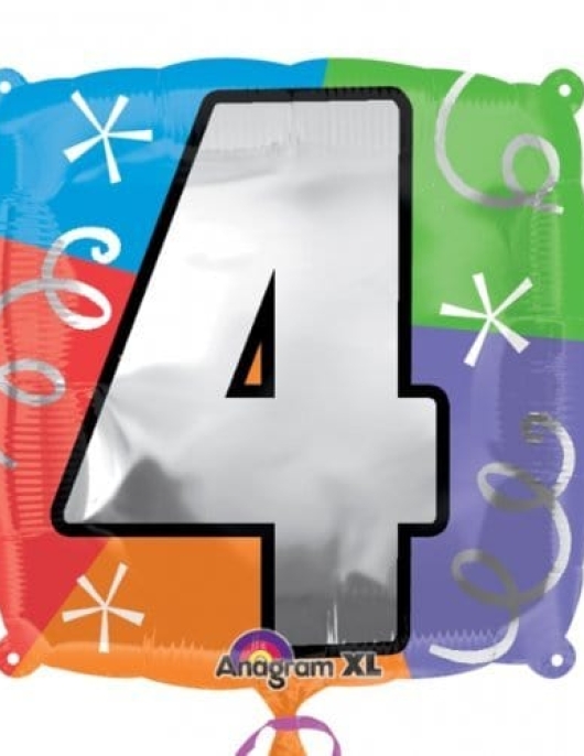 Personalize Balloon Number.4 Foil Balloon 45cms