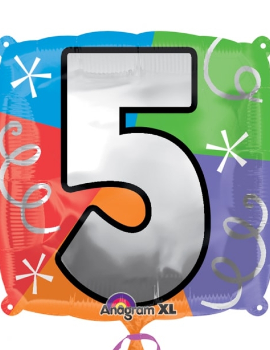 Personalize Balloon Number.5 Foil Balloon 45cms