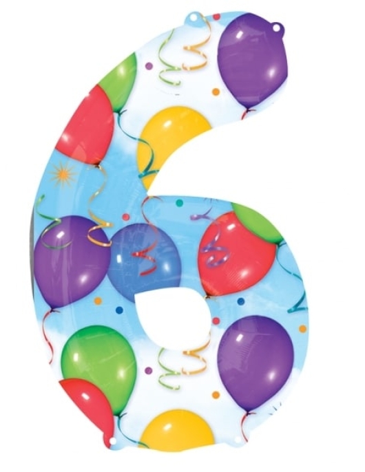 Multi-color Printed No.6 Foil Helium Balloon 23 x 35 inches