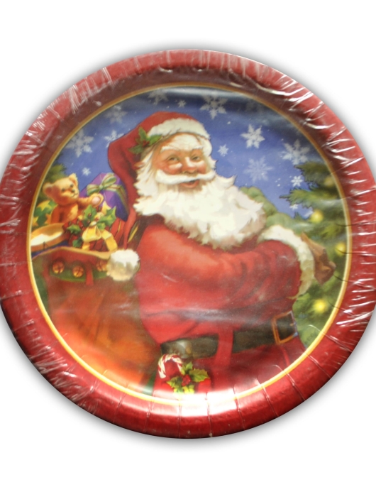 Christmas Santa Round Paper Plates 22.2cms