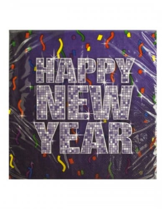 New Year Bling Paper Napkins 32.7 x 32.7cms