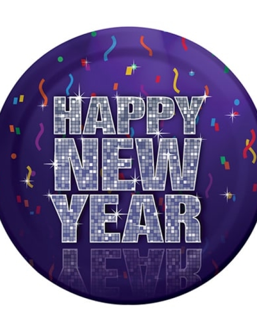 New Year Bling Round Paper Plates 22.2cms
