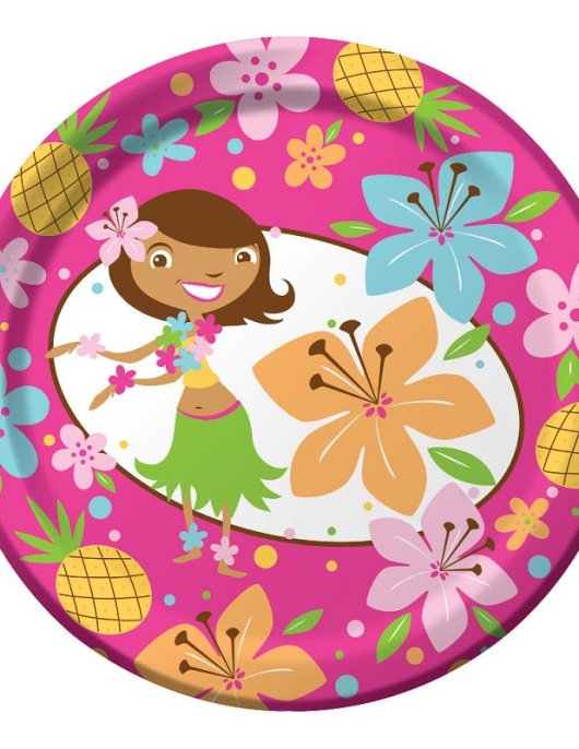 Hawaiian Fun Round Paper Plates 17.4 cm