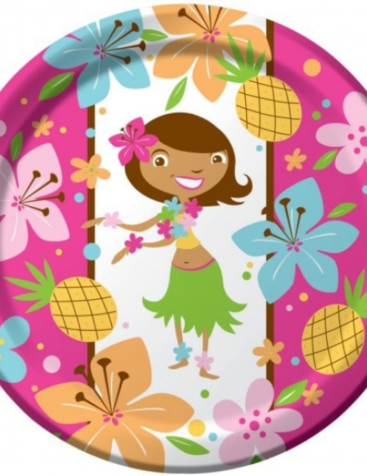 Hawaiian Fun Round Paper Plates 22 2cm