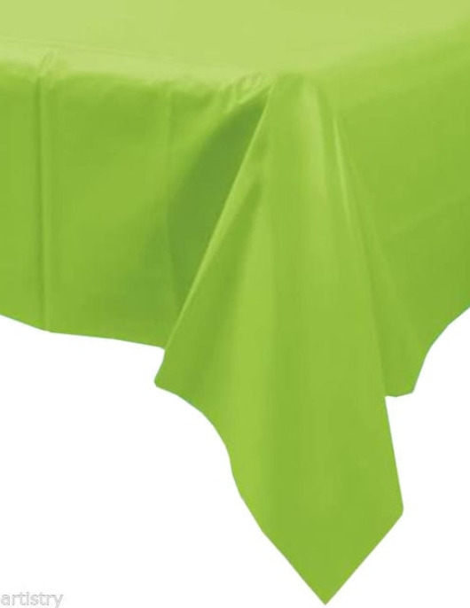 Green Kiwi Plastic Lined Table Cover 54 in x 108 in