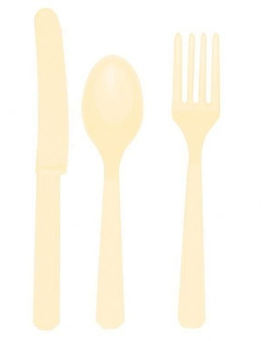 Vanilla Plastic Cutlery Set - Spoon, Fork, Knife 