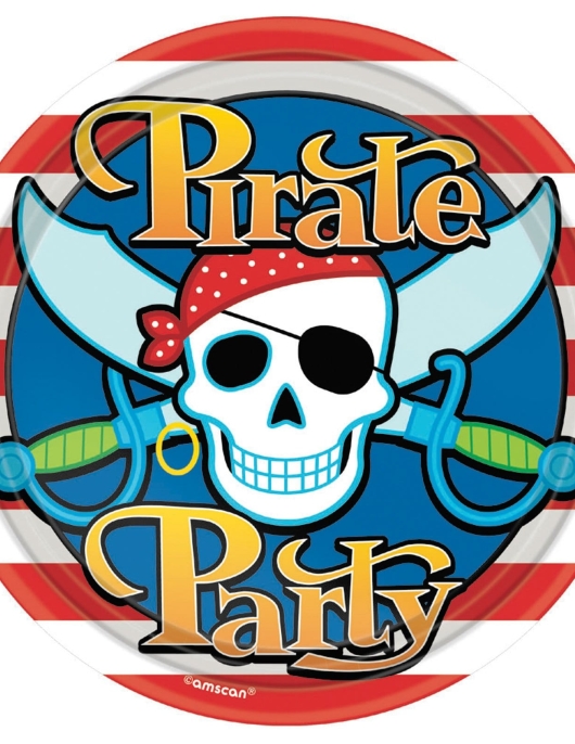 Pirates Party Round Paper Plates 22.9cms