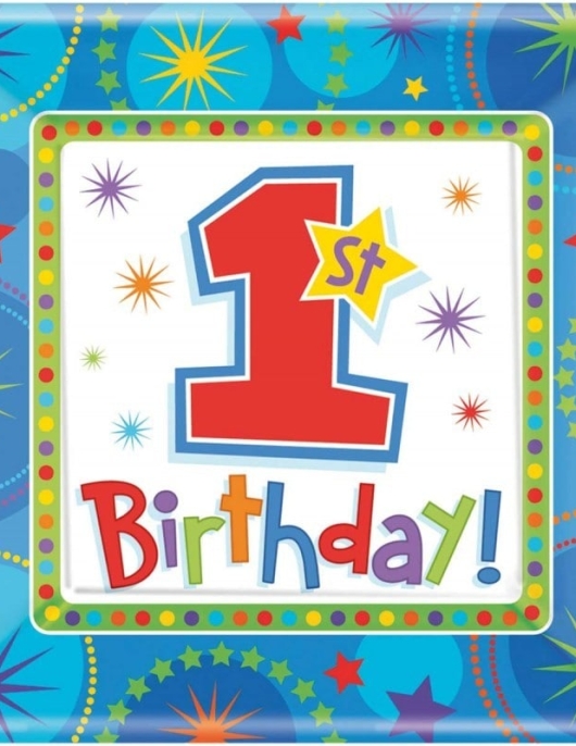 1st Birthday Boy - Square Paper Plates 26 cm