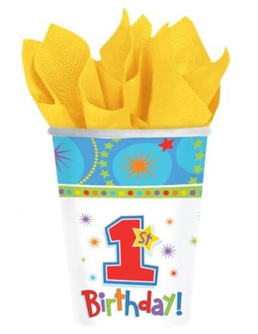 1st Birthday Boy Paper Cups 266ml