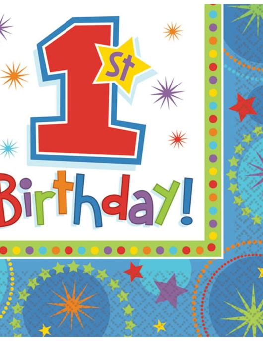 1st Birthday Boy Paper Napkins 32.7 x 32.7cms