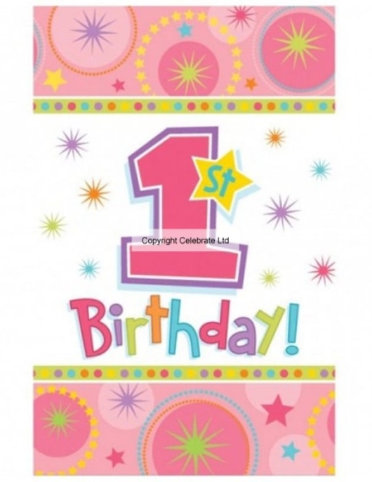 1st Birthday Girl Table Cover 137 x 259cms