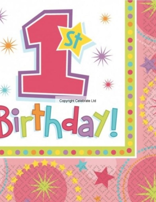 1st Birthday Girl Paper Napkins 32.7 cm X 32.7 cm
