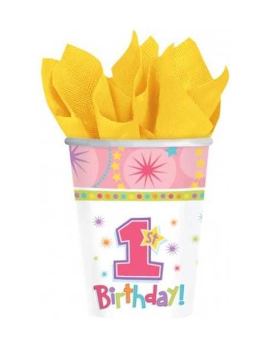 1st Birthday Girl Paper Cups 266ml
