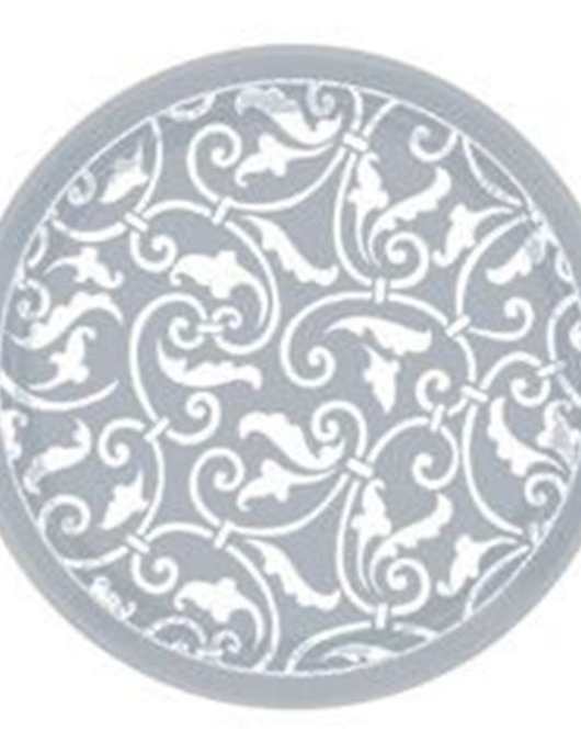 Silver Metallic Printed Round Paper Plates 17.8 cm