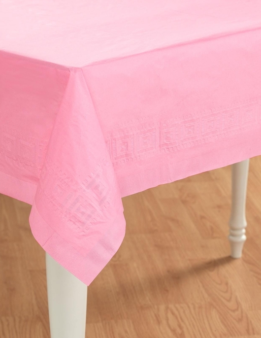 Pink Plastic Lined Table Cover 54 in x 108 in