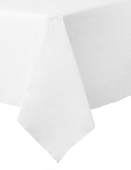 White Plastic Lined Table Cover 54 in x 108 in