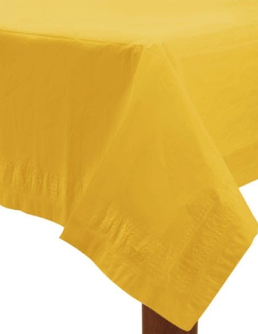 Yellow Plastic Lined Table Cover 54 in x 108 in