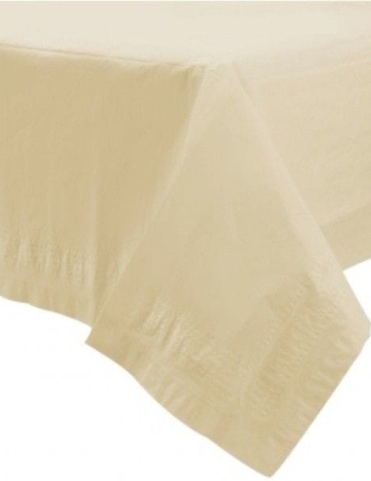 Vanilla Plastic Lined Table Cover 54 in x 108 in