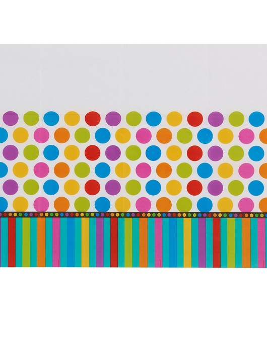 Happy Birthday Dots And Stripes Table Cover 137 x 259cms