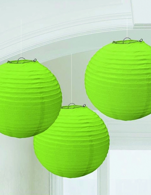 Light Green Round Paper Lanterns - 3 pcs