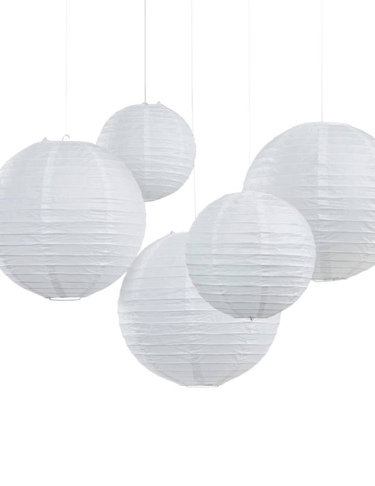 White Round Paper Lanterns - 3 pcs