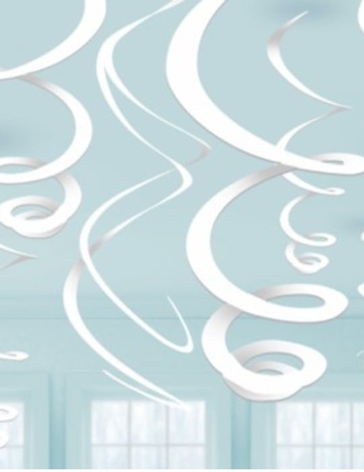 White Swirl Hanging Decorations - 12 pcs