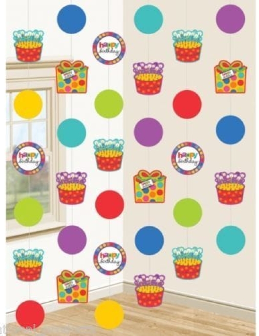 Happy Birthday Dots and Stripes - 6 pcs