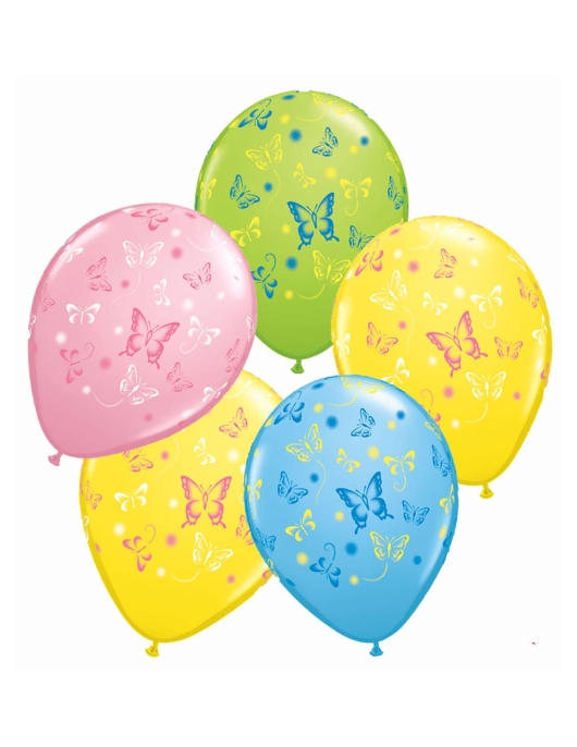 Assorted Butterflies Printed Balloons 30cms 5pcs