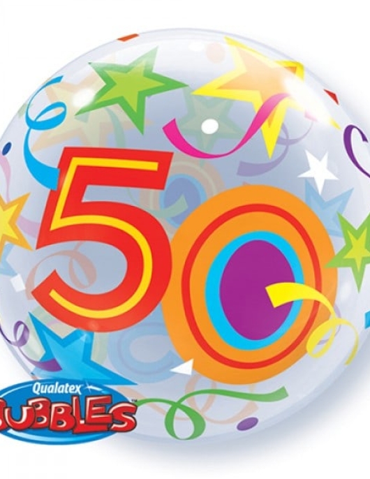 50th Birthday Bubbles Plastic Balloon - 56 cm