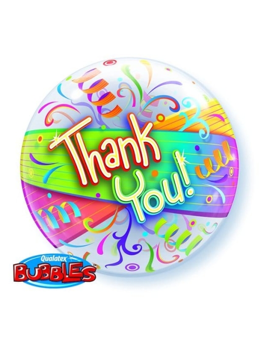 Thank you Bubbles Plastic Balloon - 56 cm