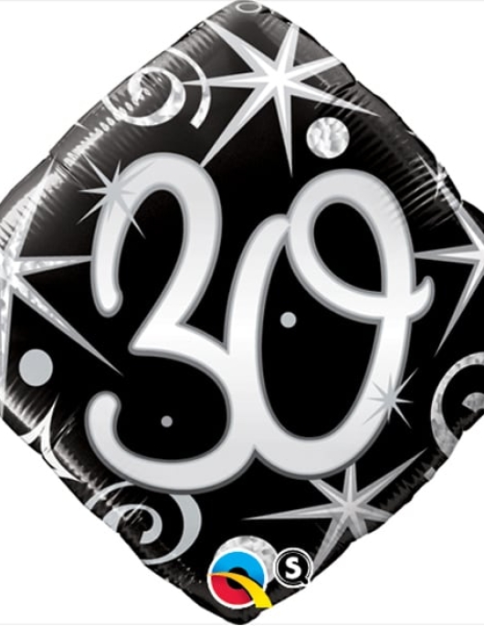 30th Happy Birthday Glitz Foil Helium Balloon 46cms