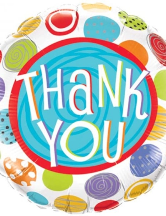 Thank You Printed Foil Helium Round Balloon 46cms