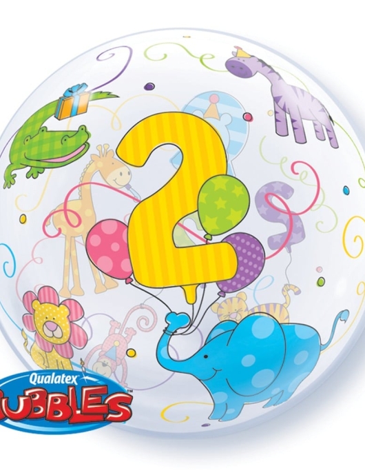 2nd Birthday Bubbles Plastic Balloon - 56 cm