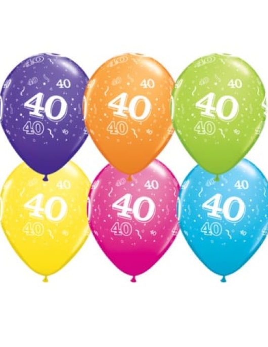 Assorted Milestone No.40 Balloons 28cms 6pcs (40 Years)