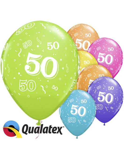 Assorted Milestone No.50 Balloons 28cms 6pcs (50 Years)