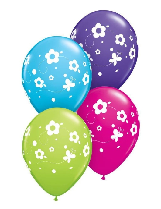 Assorted Daisies & Butterflies Large Balloons 28cms 6pcs