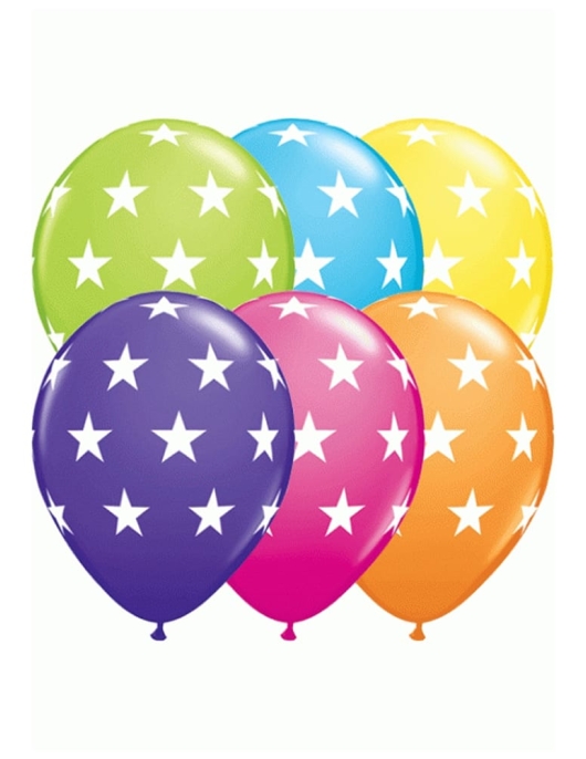 Assorted Big Stars Balloons 28cms 6pcs