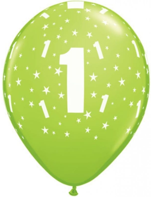 Assorted No.1 Balloons 28cms 6pcs (1 Year)