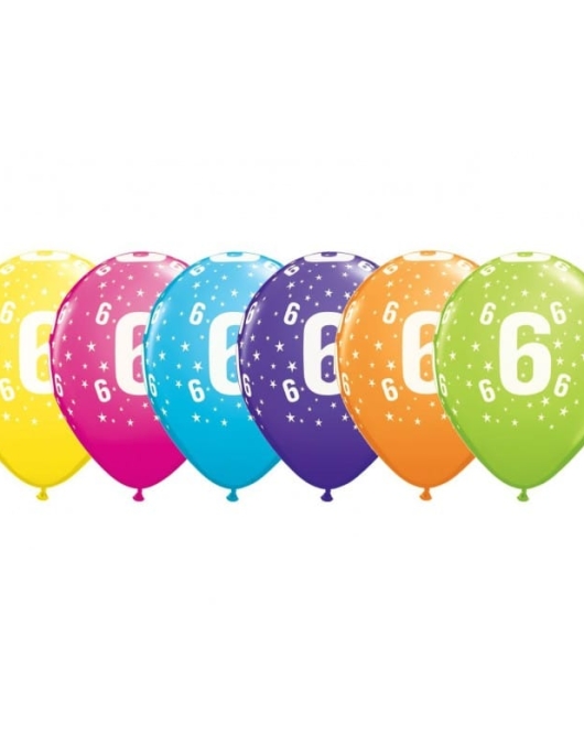 Assorted No.6 Balloons 28cms 6pcs (6 Years)