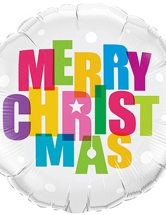 Merry Christmas Decor Foil Helium Round Balloon 46cms