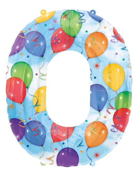 Multi-color Printed No.0 Foil Helium Balloon 34 x 26 inches