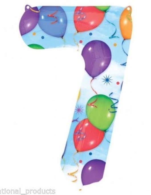 Multi-color Printed No.7 Foil Helium Balloon 34 x 23 inches