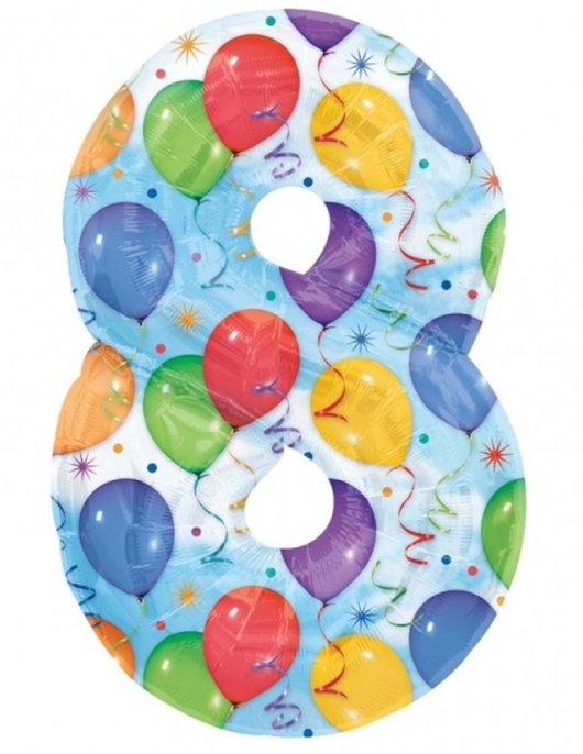 Multi-color Printed No.8 Foil Helium Balloon 34 x 23 inches