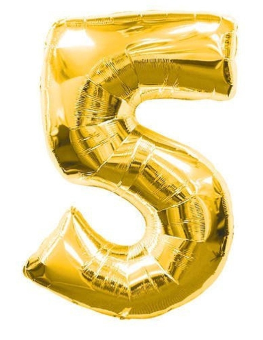 Gold Metallic No.5 Foil Helium Balloon 34 x 25inches
